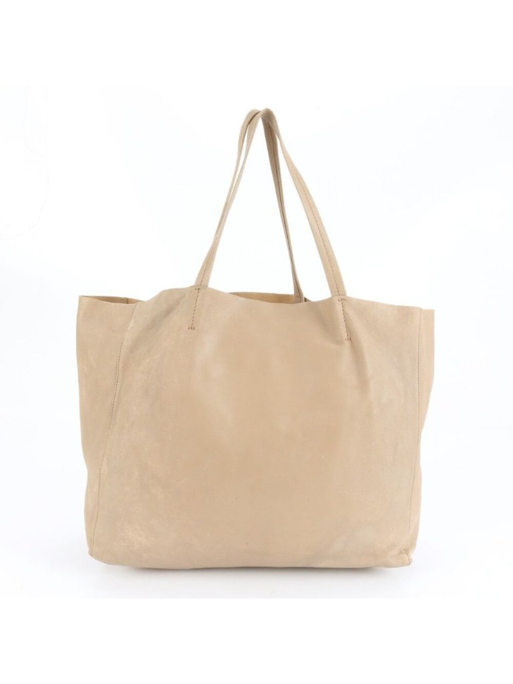 ★SOLD★ Celine Horizontal Cabas Leather Tote Beige Shoulder Hand Cem - Picture 3 of 9